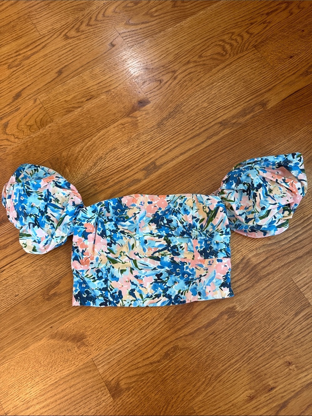 Abercrombie & Fitch Floral Puff Sleeve Crop Top Size Small Cottagecore